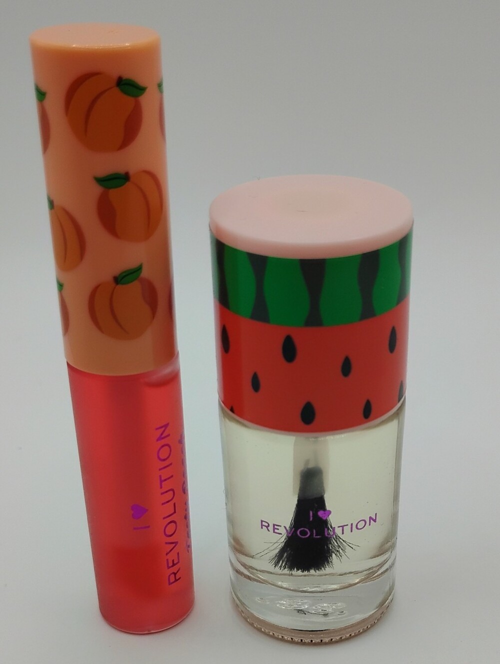 I ❤️ Revolution Tasty Peach Lip Oil - Sweet Peach & I ❤️ Revolution Top Coat